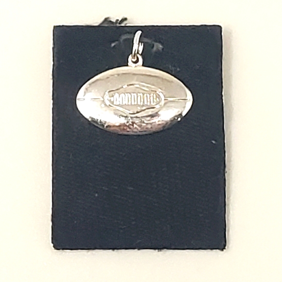 Sterling Silver Football Charm Pendant - Picture 1 of 9